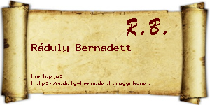 Ráduly Bernadett névjegykártya